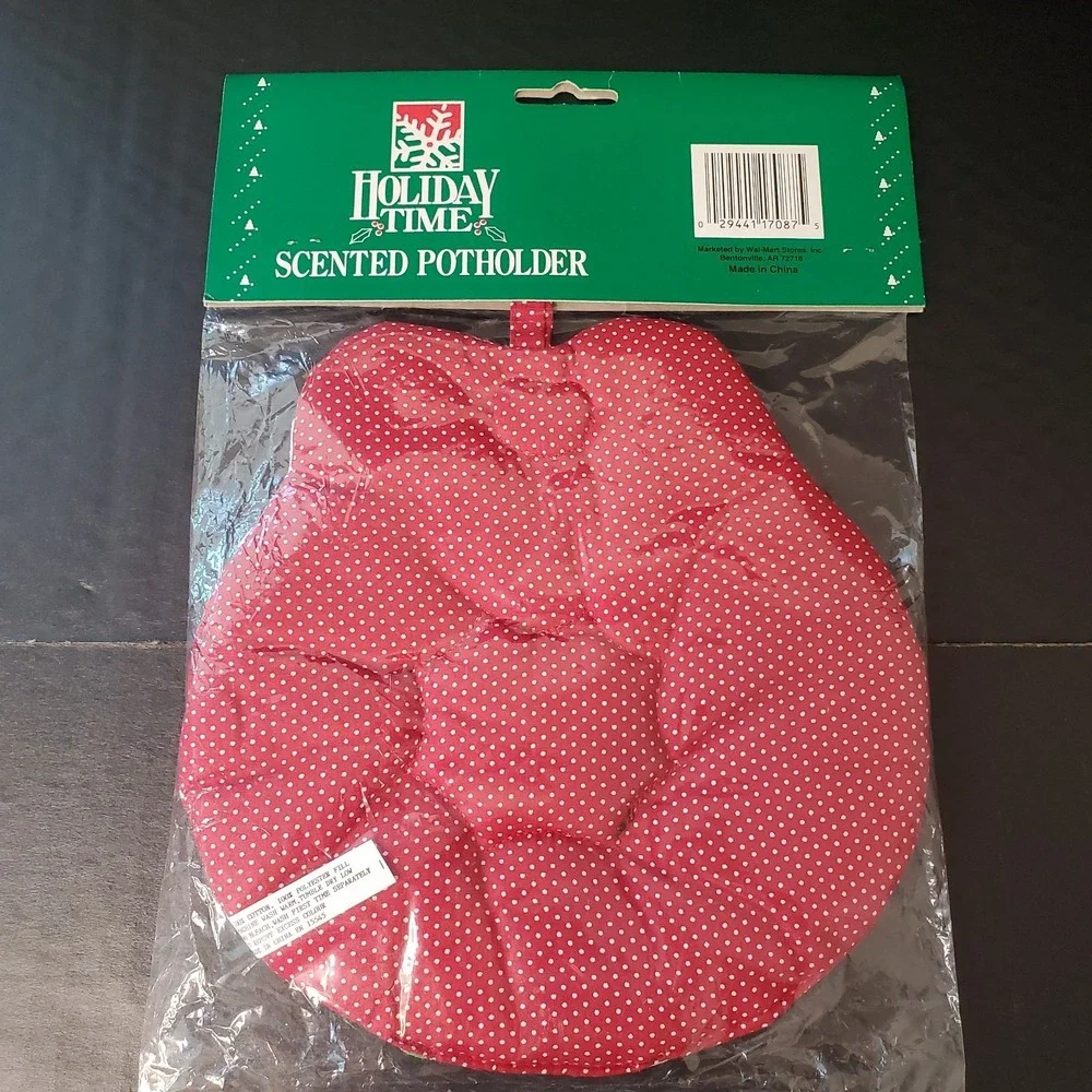 VTG Christmas Scented Potholder Pot Holders Cranberry Wreath, Pine Santa Claus